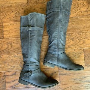 Distressed grey knee high boots size 10